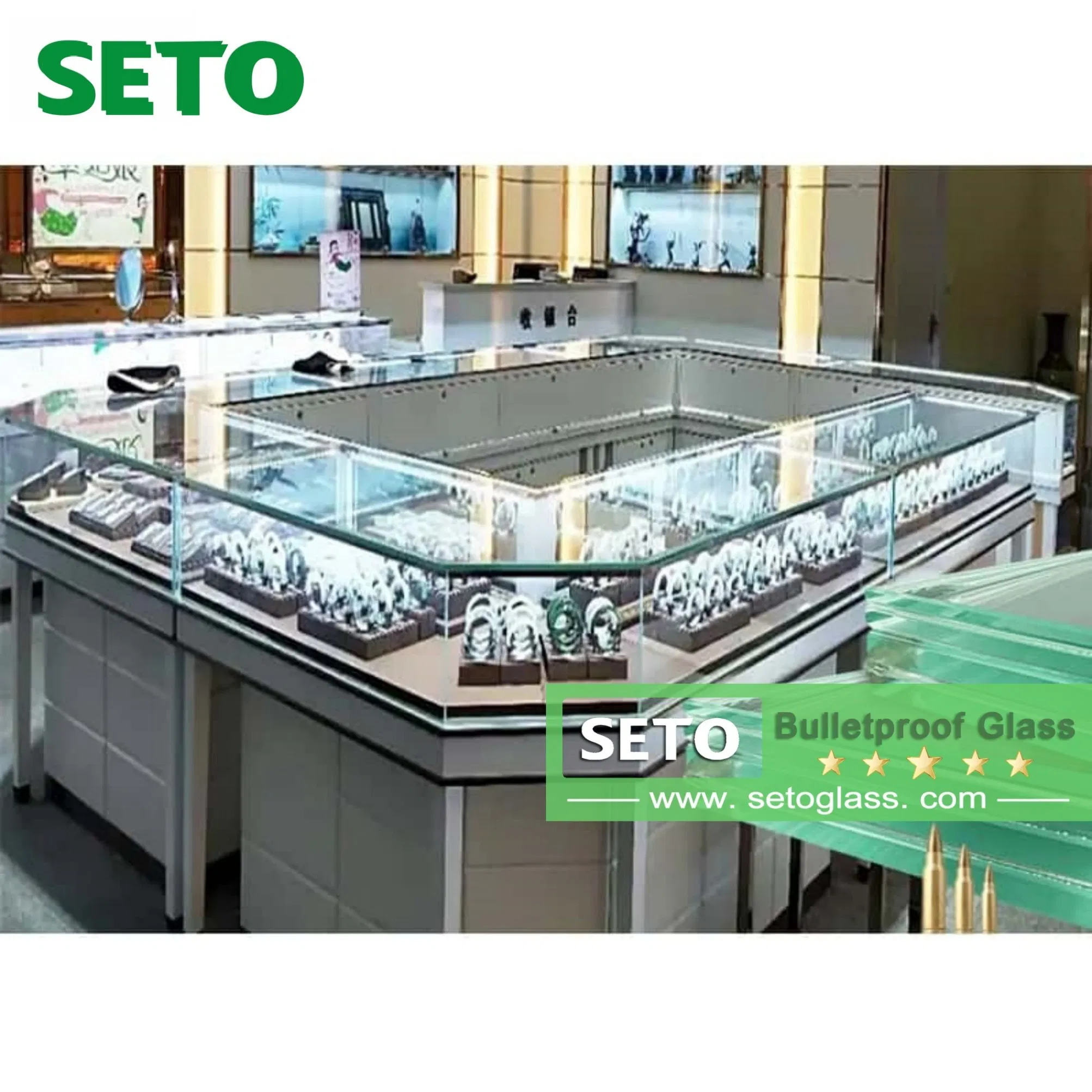 Br6 Br7 Bulletproof Glass for Curtain Wall Partition Door Window Office Buildings Metro Stations