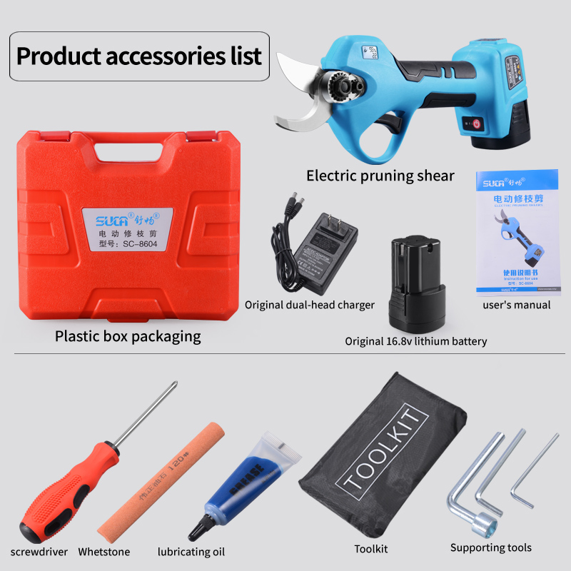 Suca 28mm Finger Protet LED Cordless Electric Pruning Shear and Cordless Pruner Sc-8604