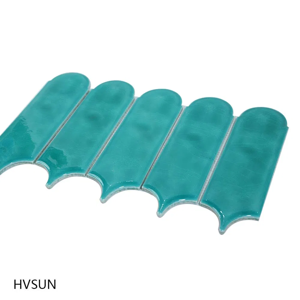 Best Selling Glazed Ceramic Modern Wall Mosaic Moroccan Fish Scale Fan Shaped Tile China Factory Price Easy Install Home Bathroom Kitchen Decor