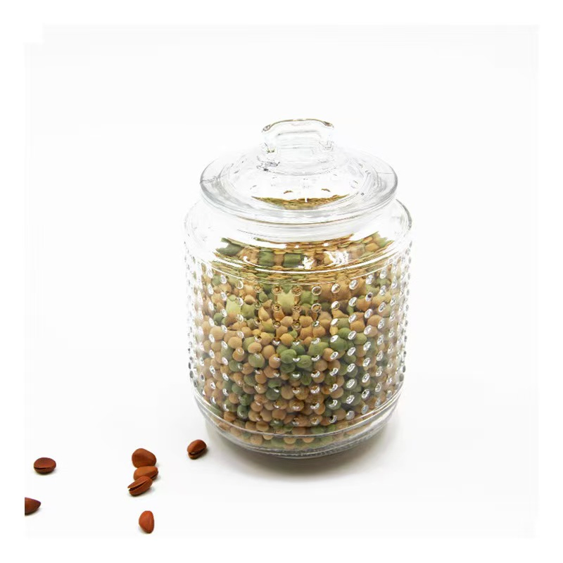 Lead Free 670ml/1380ml/2100ml Glass Storage Jar with Lid for Kitchen Storage