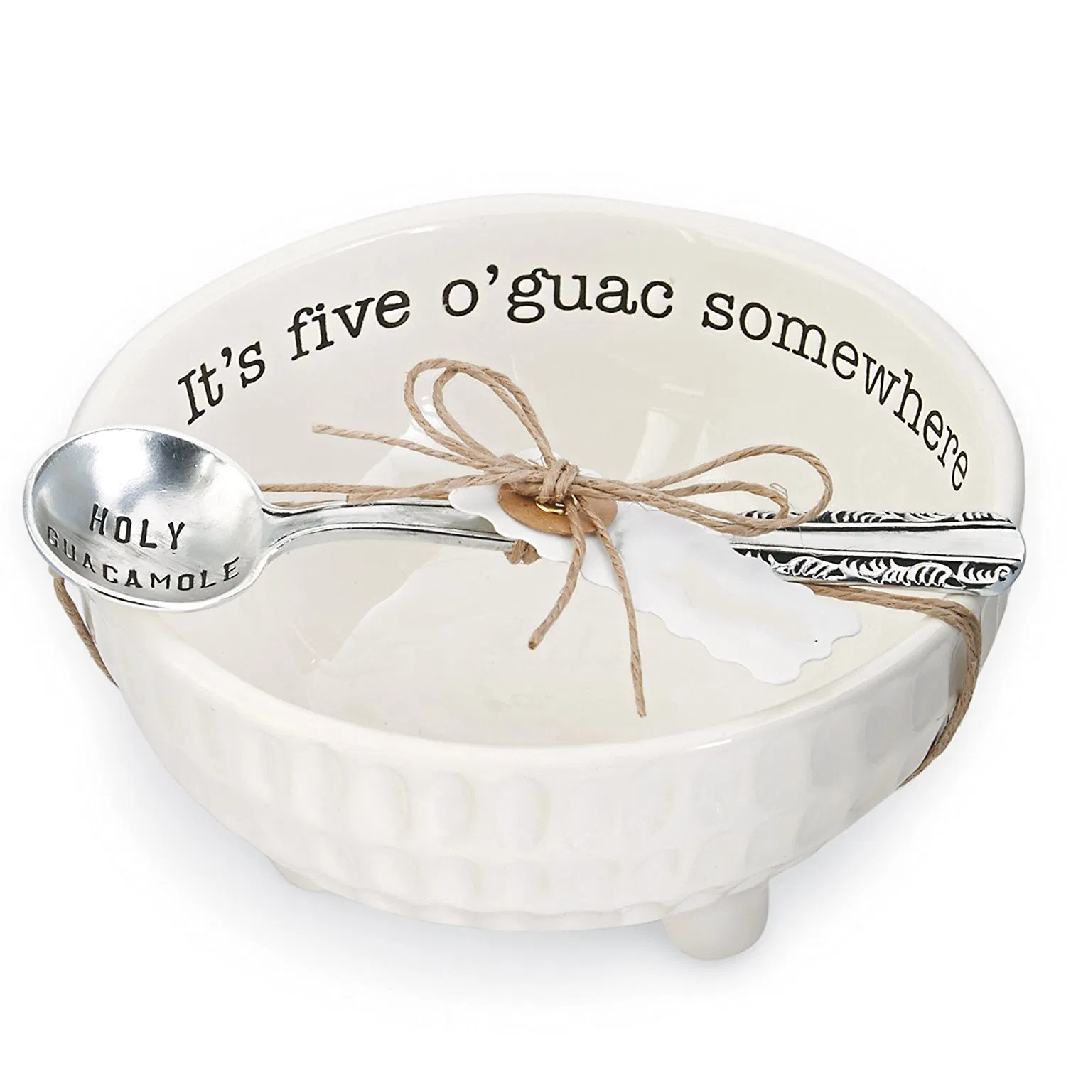 Holy Guacamole Stamped Silver-Plate Spoon Circa Guacamole and Salsa Serving Dish Bowl