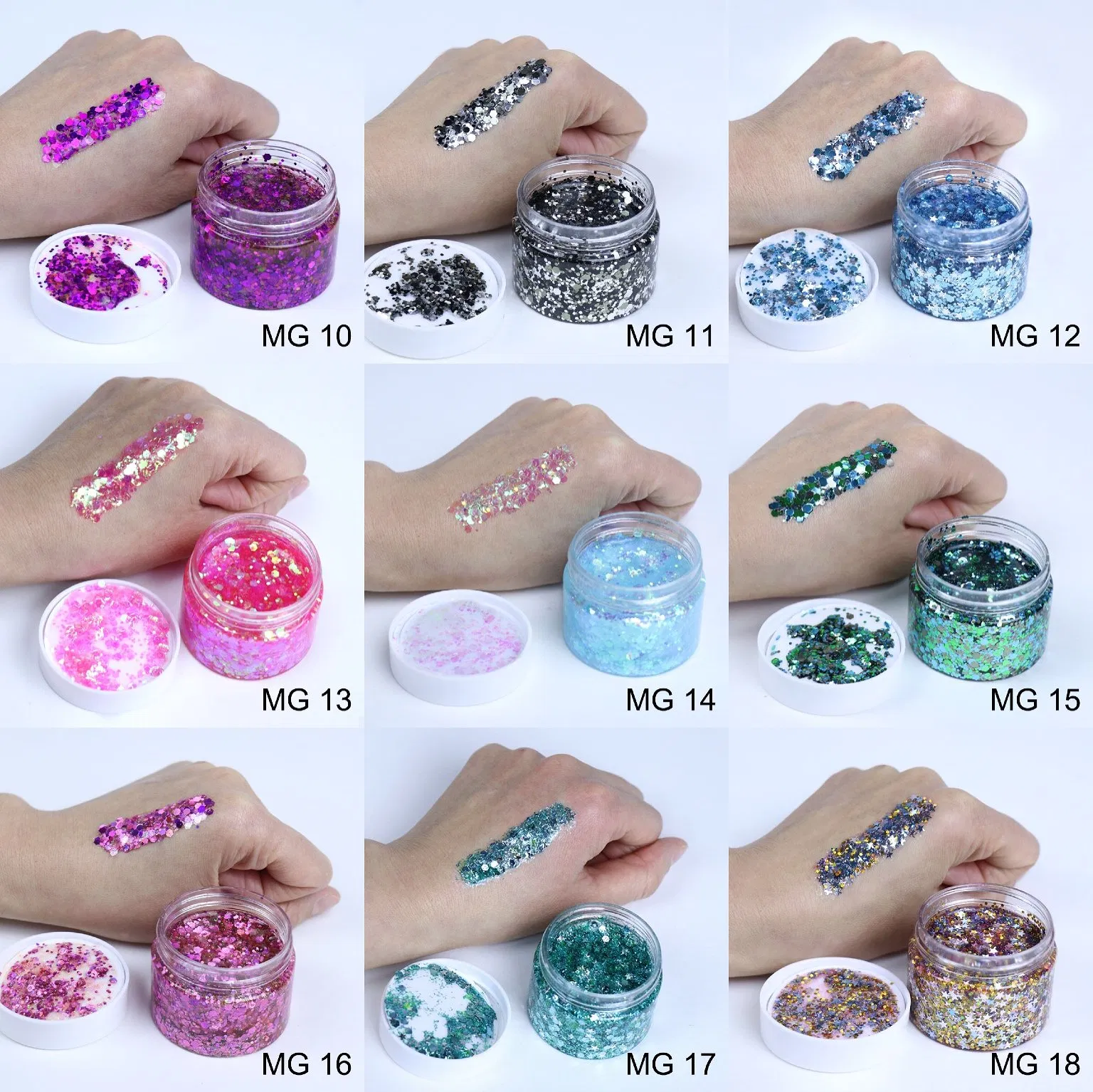 Cosmetic Grade Holographic Peel off Chunky Glitter Gel for Face Hair Decoration Makeup Glitter Gel