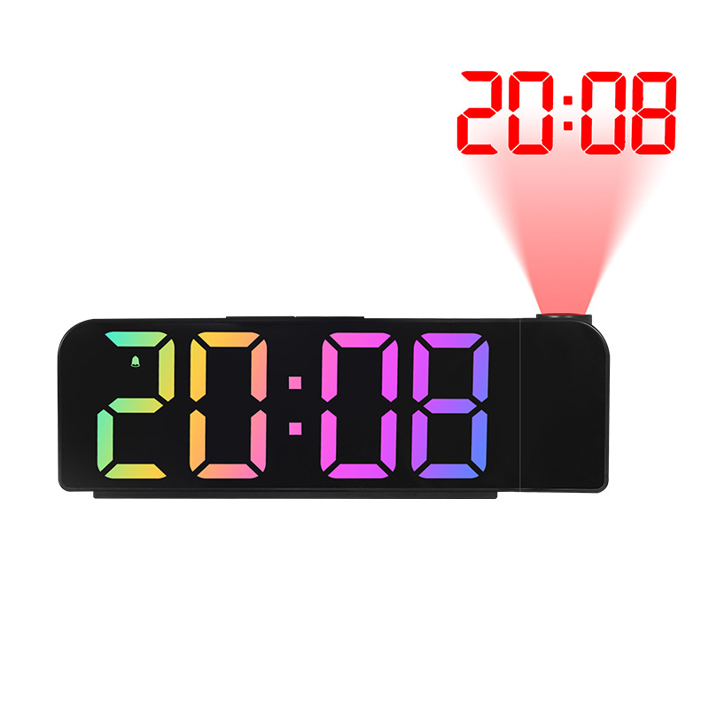 Trendy LED Digital Alarm Clock Large Display Smart with Temperature & Humidity Projection