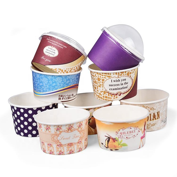 Customized 4oz 6oz 8oz Recyclable Disposable Takeaway Single Wall Ice Cream Cup