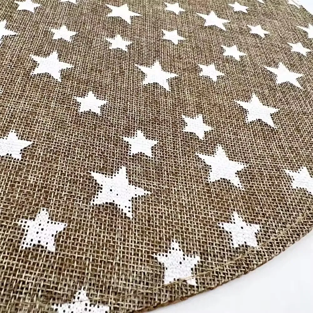 X'mas Heat-Resistant Table Decorative Polyester and Paper Woven Stars Printed Round Placemat