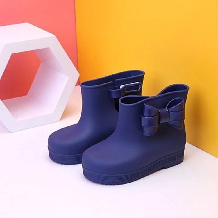 PVC Rain Shoes Soft Anti-Skid Children Waterproof for Girls Bow-Knot Rain Boots