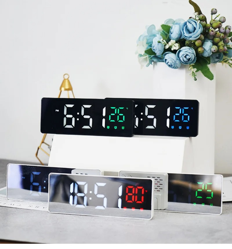 Creative Mirror Clock Mute LED Electronic Alarm Clock Student Bedside Clock