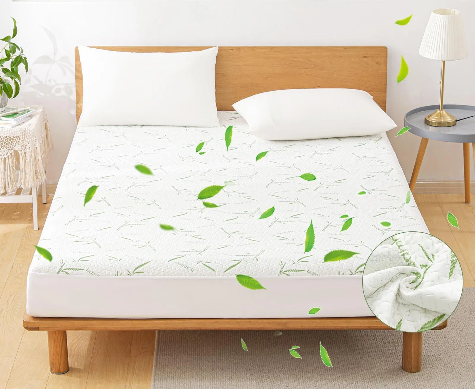 Printed Bamboo Mattress Protector Waterproof Mattress Cover