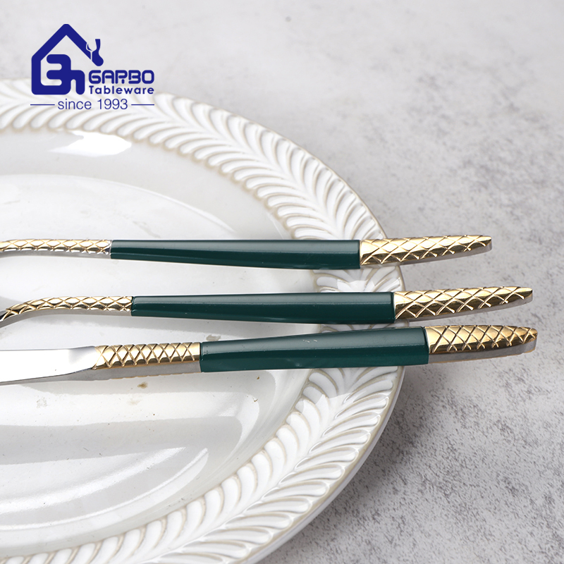 Arabic Style Titanium Colorful Dinner Fork Stainless Steel Fork Set Laser Logo