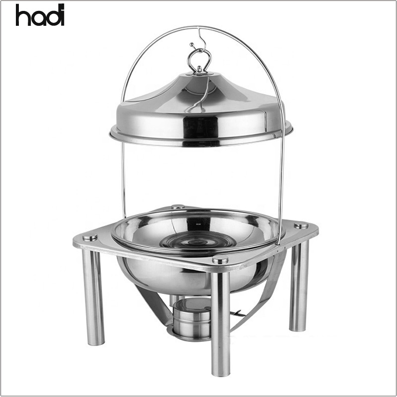 Catering Supplies Food Arabian Food Warmer Square Gold Buffet Stove Stainless Steel Buffet Chafing Dishes Hanging Lid Cheffing Dishes for Catering