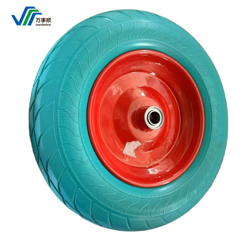 PU Foam Wheel 8X1.75 Inch Flat Free Hand Truck Wheel Tire with Silver Chrome Rim for Garden Beach Wagon Cart