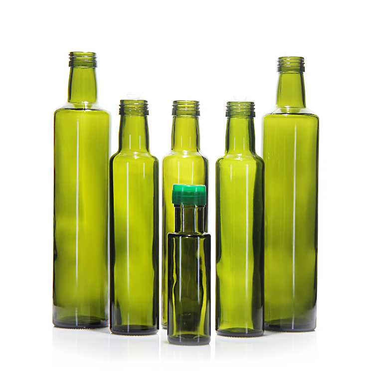 Frosted Clear 500ml Glass Olive Oil Bottle with Aluminum Cap Set