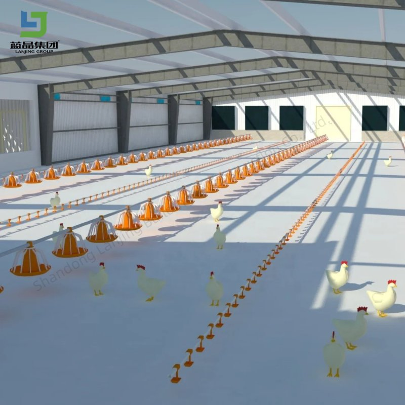 Low Cost Design Prefabricated Steel Structure Poultry Farm Prefab Slaughter House Equipment Cattle House Insulated Chicken House