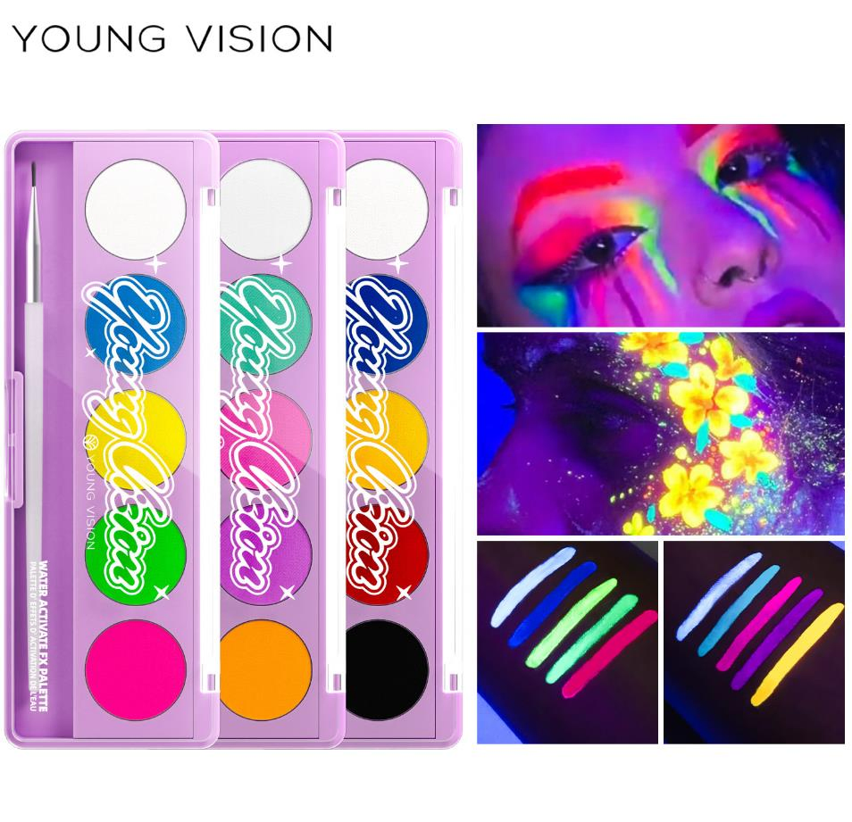 Online Wholesale and Retail Fluorescent Face Painting Palette Water Soluble Human Body Facial Painting Cream Stage Performance Makeup Palette