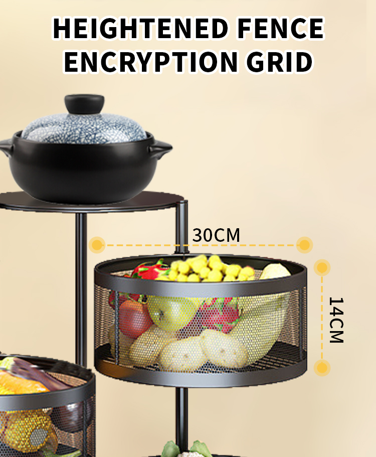 Wholesale Household Organizer Rotating Shelf Multi-Function 3/4/5 Layers Round Vegetable Fruit Kitchen Storage Trolley