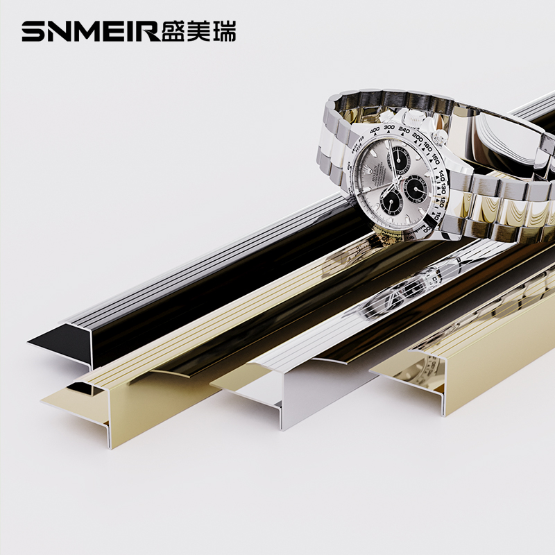 Aluminum Alloy Anti-Slip Stair Nosing Strips Flooring Edgings Mirror Surface Tile Trim