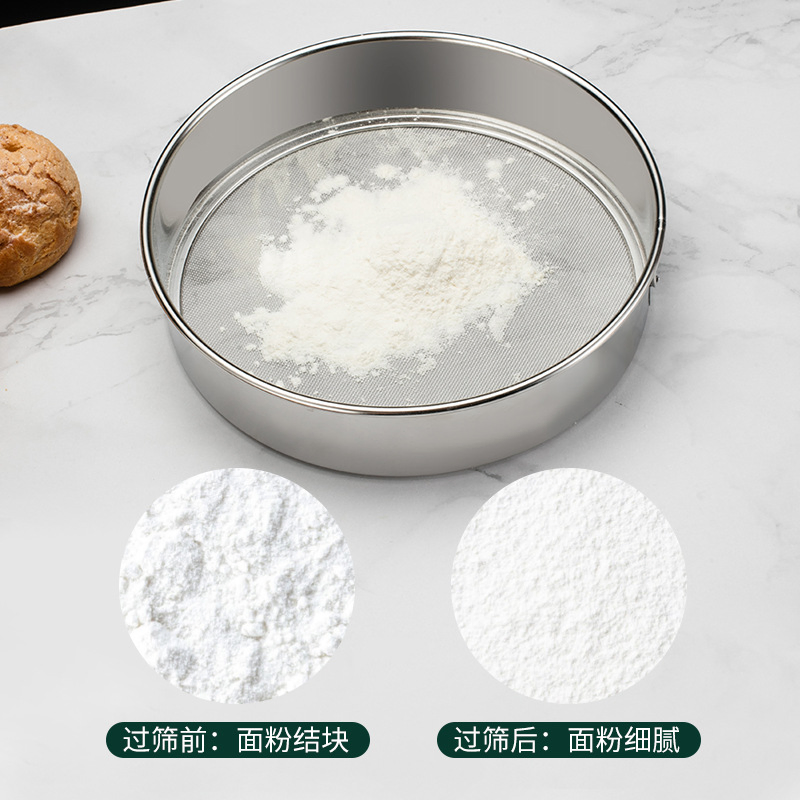Stainless Steel Strainer Powder Sifter Handled Round Mesh Sieve Cake Baking Strainer