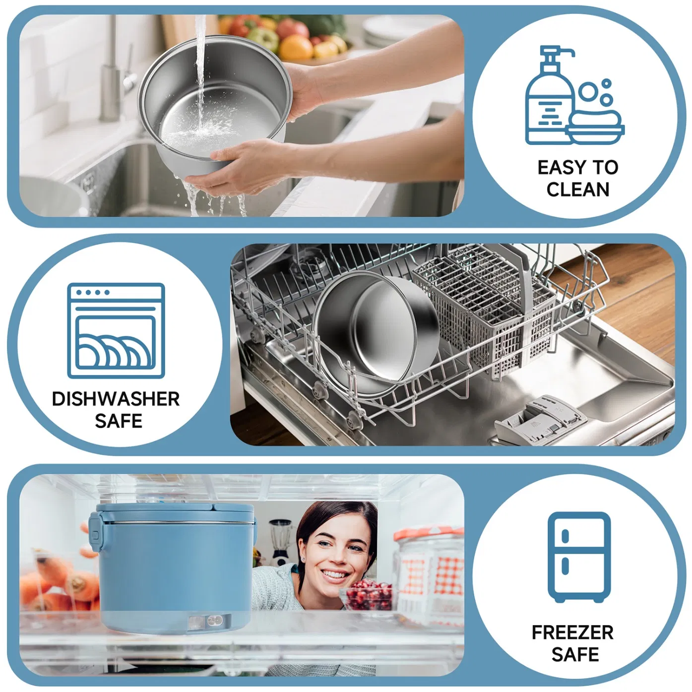 Портативный электрический ланч-бокс 1.5 л с подогревом