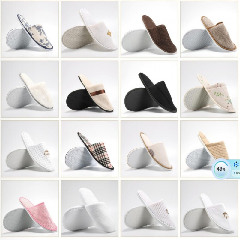 Hotel Guest Room Slippers Velour Customized Cotton Hotel Slipper 04
