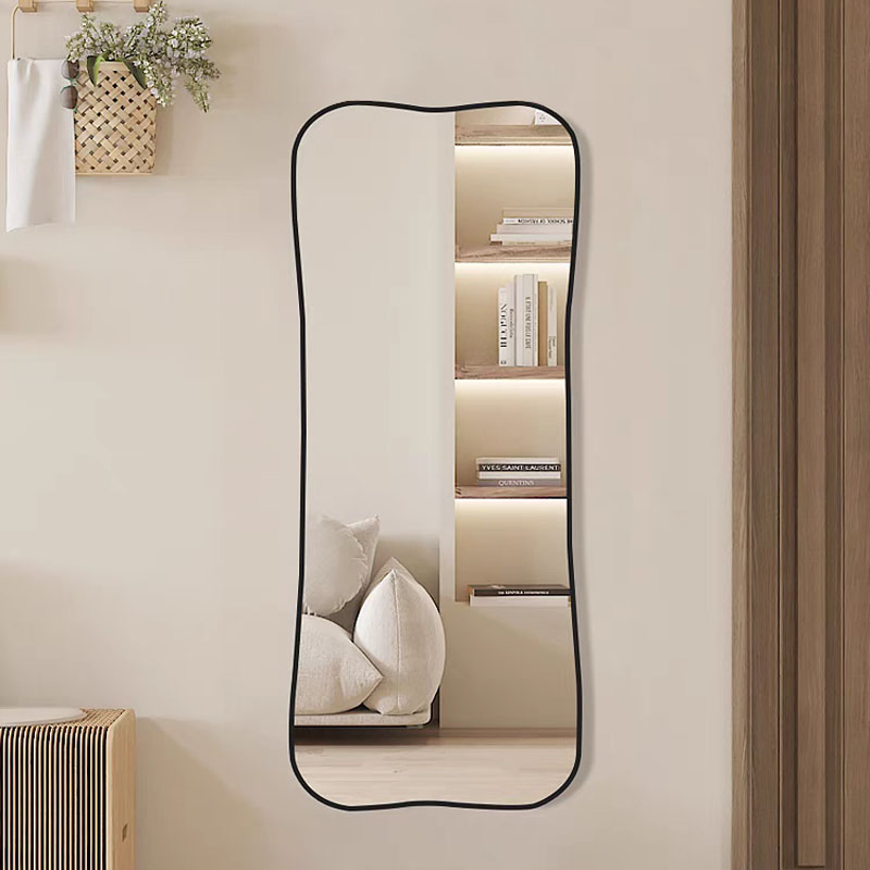 Nordic Home Decorative Rectangle Aluminum Alloy Frame Wall Mirror Standing Dressing Full Body Mirror
