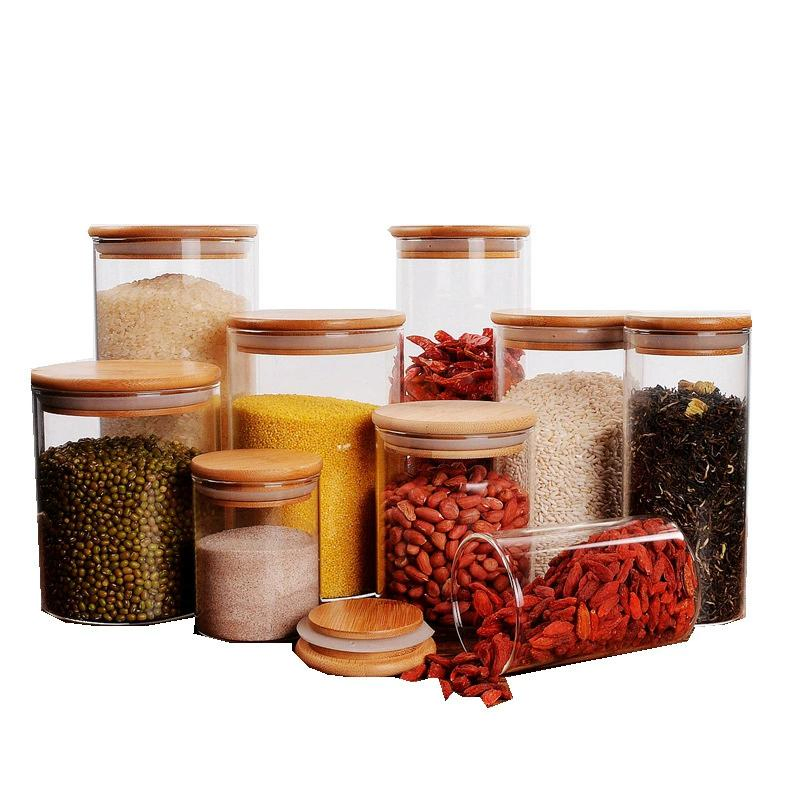 Hand Blown Airtight Glass Tea Coffee Storage Jars Food Bottles