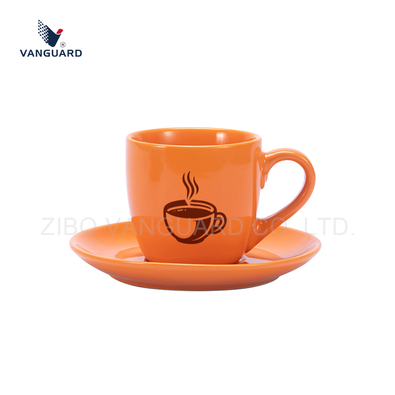 Керамическая чашка для кофе с блюдцем и печатью