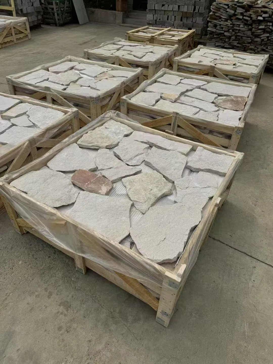 Stacked Stone Veneer Irregular White Sandstones Loose Stones for Wall Facade Decoration