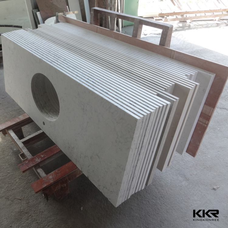 Kingkonree Carrara White Engineered Quartz Marble Kitchen Countertop