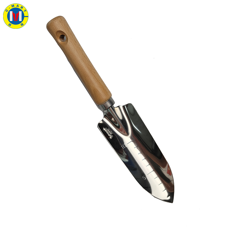 C-Mart Top Quality Stainless Spade Multi-Functional Wooden Handle Hand Gardening Tool Mini Garden Tools Shovel Scaled Shovel