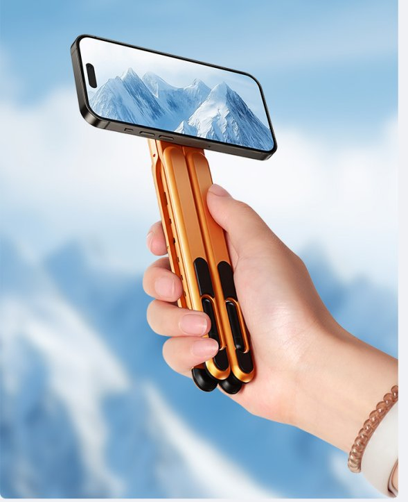 Multifunctional Magnetic Phone Holder Portable Aluminum Alloy Desktop Laptop Stand Foldable for Travel 360 Rotating Magnetic Travel Mount Tablet Mount