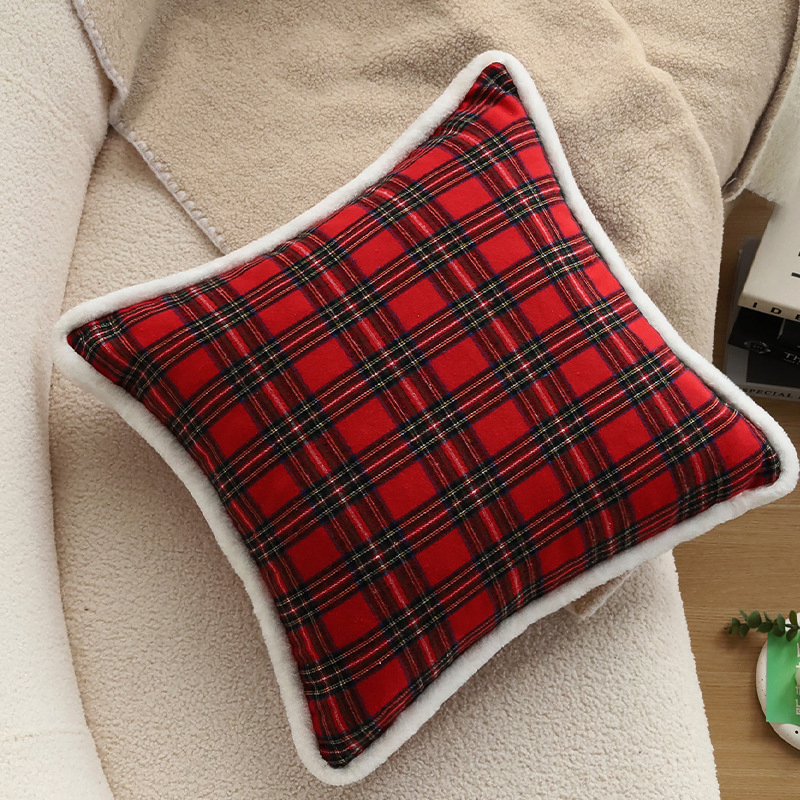 Dairui Christmas Plaid Fluffy Pillow Covers Cozy Sofa Cushions Holiday Home Decor Festive Throw Pillows for Living Room Wholesale