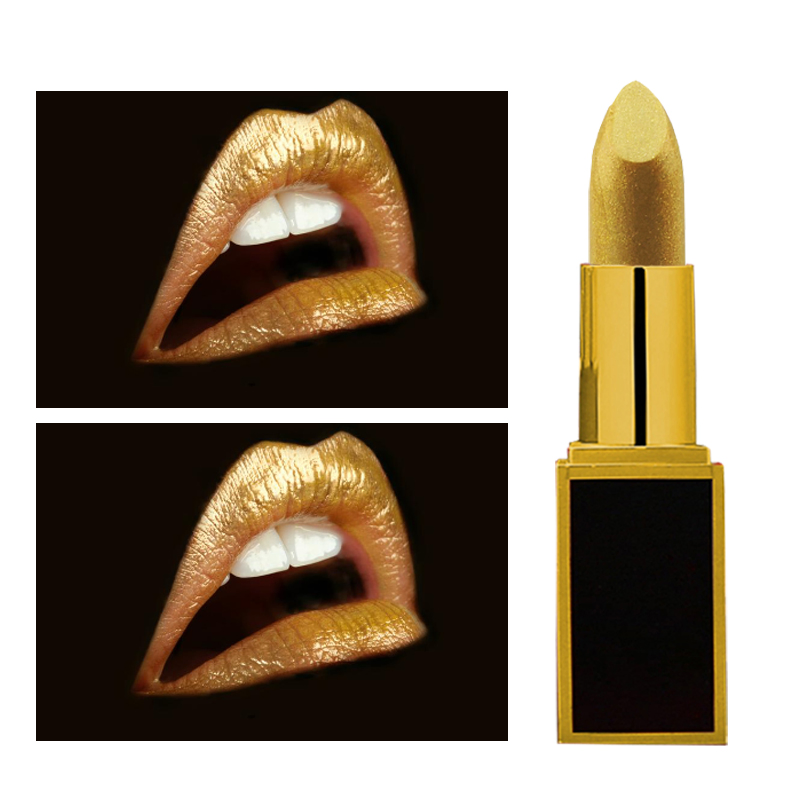 OEM Gold Pearl Lipstick Sparkle Used Alone Overlaid with Lip Makeup