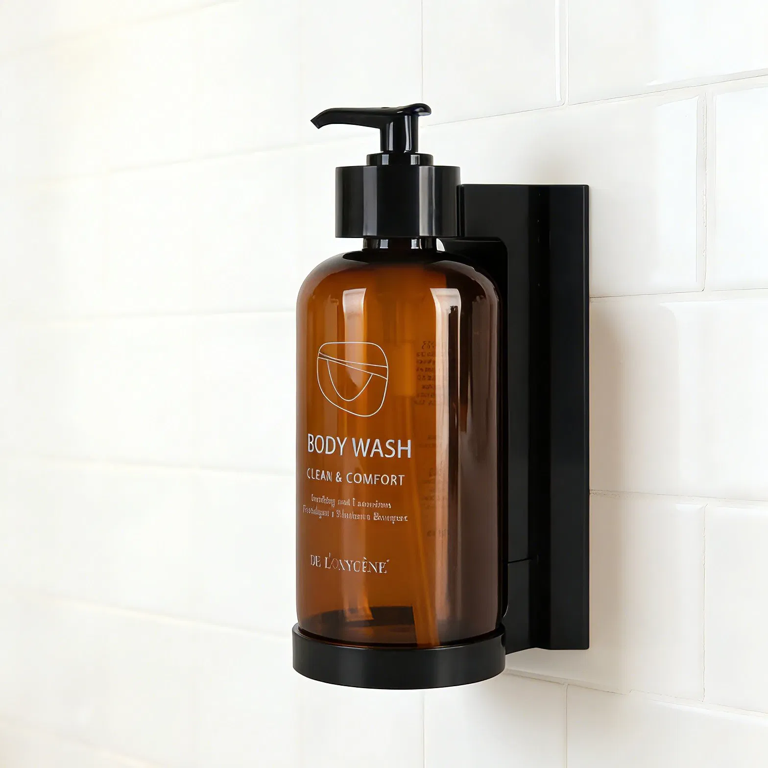 Black Soap Bottles Dispenser Liquid Holder Bracket for Sale on Wall