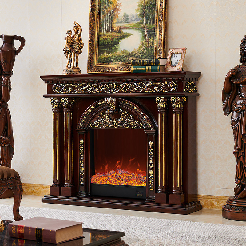 2024 New American Mantel Household Appliances, Heaters, Wooden Electronic Fireplaces