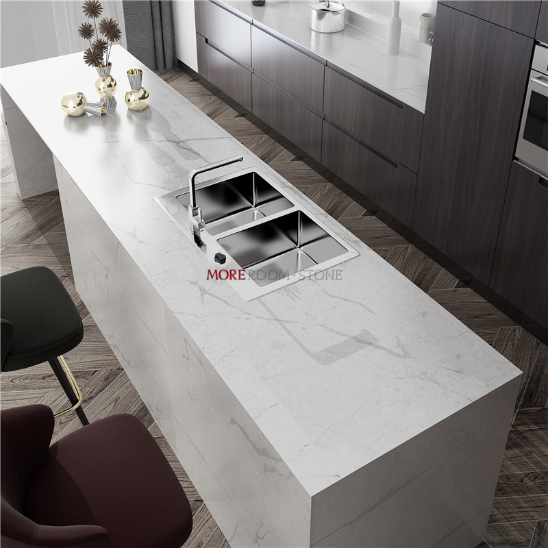 OEM ODM Free Sample Chinese Manufacturer White Marble Look Kitchen Quartz Countertops