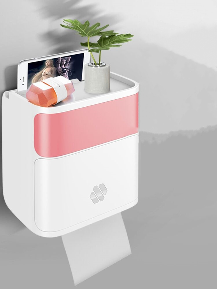 Bathroom Wall-Mounted Creative Multifunctional Storage Rack Roll Paper Towel Box