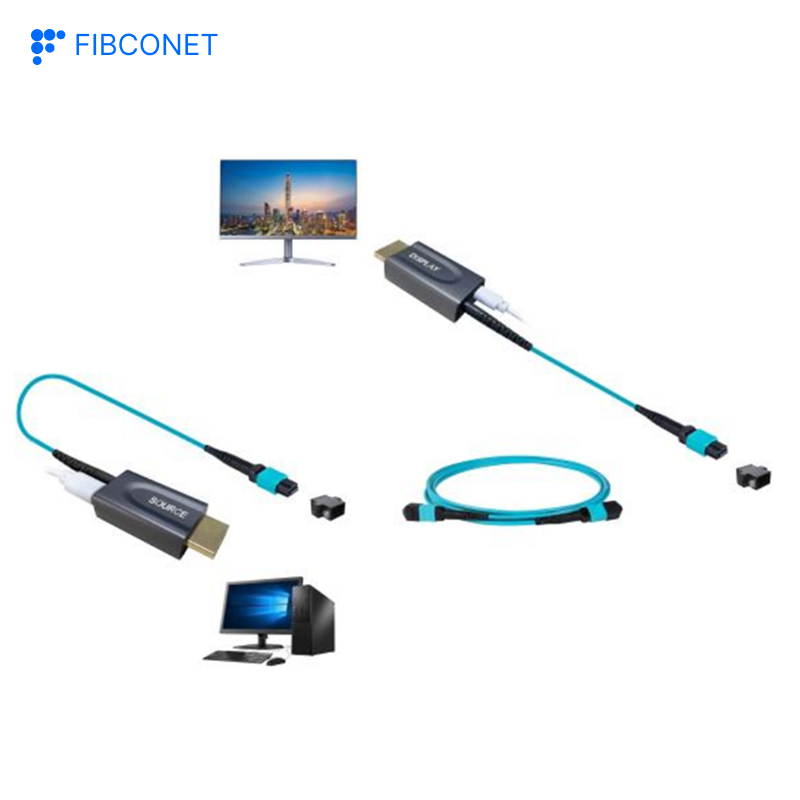 2.1 8K Fiber Extender LCD MPO Removable Fixed Unidirectional HDMI Cable