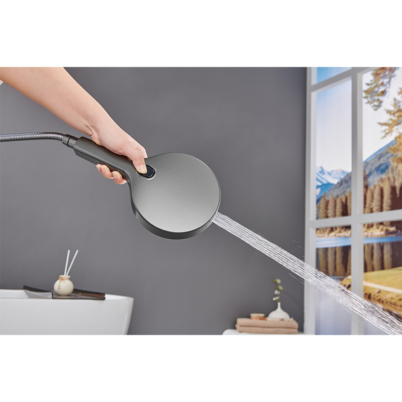Button Control Matte Black Shelf Rainfall Shower Set