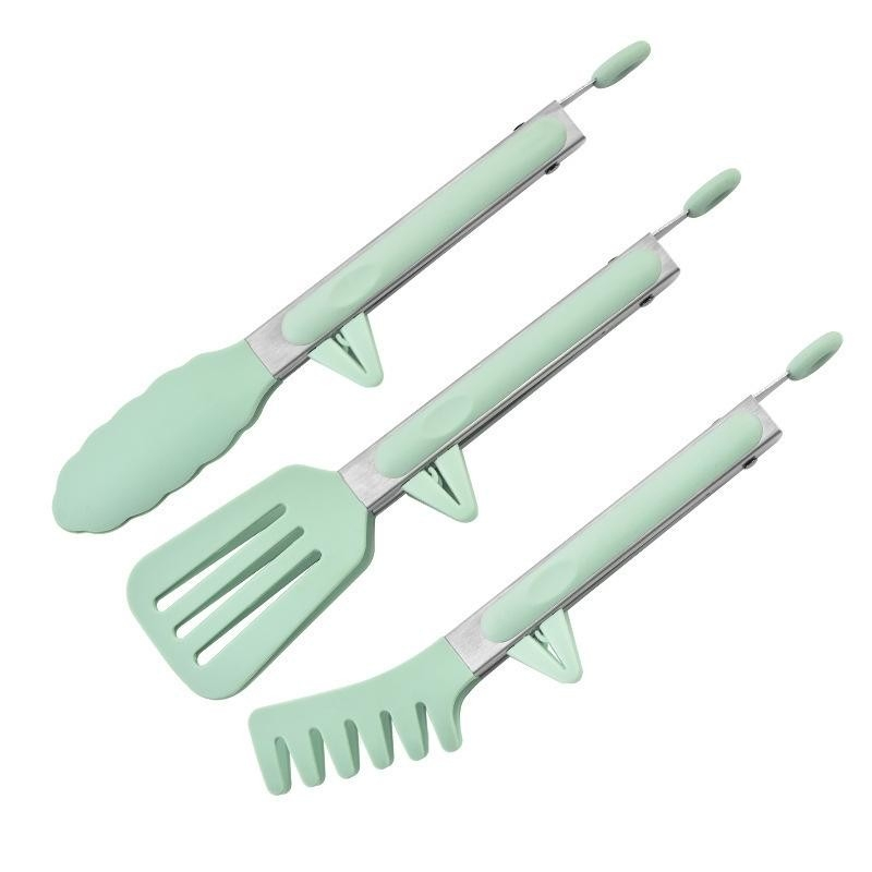 Silicone Food Tong Stainless Steel Handle Kitchen Tongs Silicone Non-Slip Spatula Tongs Jagged Tongs Kitchen Accessories