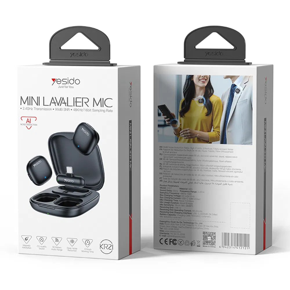 Yesido Kr21 Беспроводной петличный микрофон с шумоподавлением