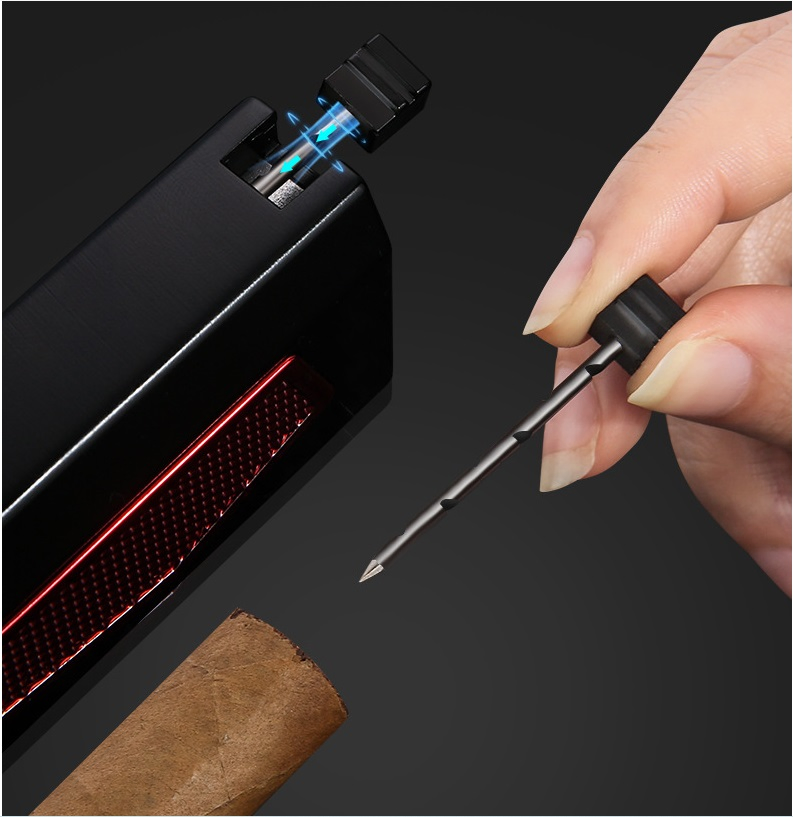 Luxury Two Jet Flames Cigar Torch Lighter with Holder and Cutter Exquisite Metal Gift Box Classic Design