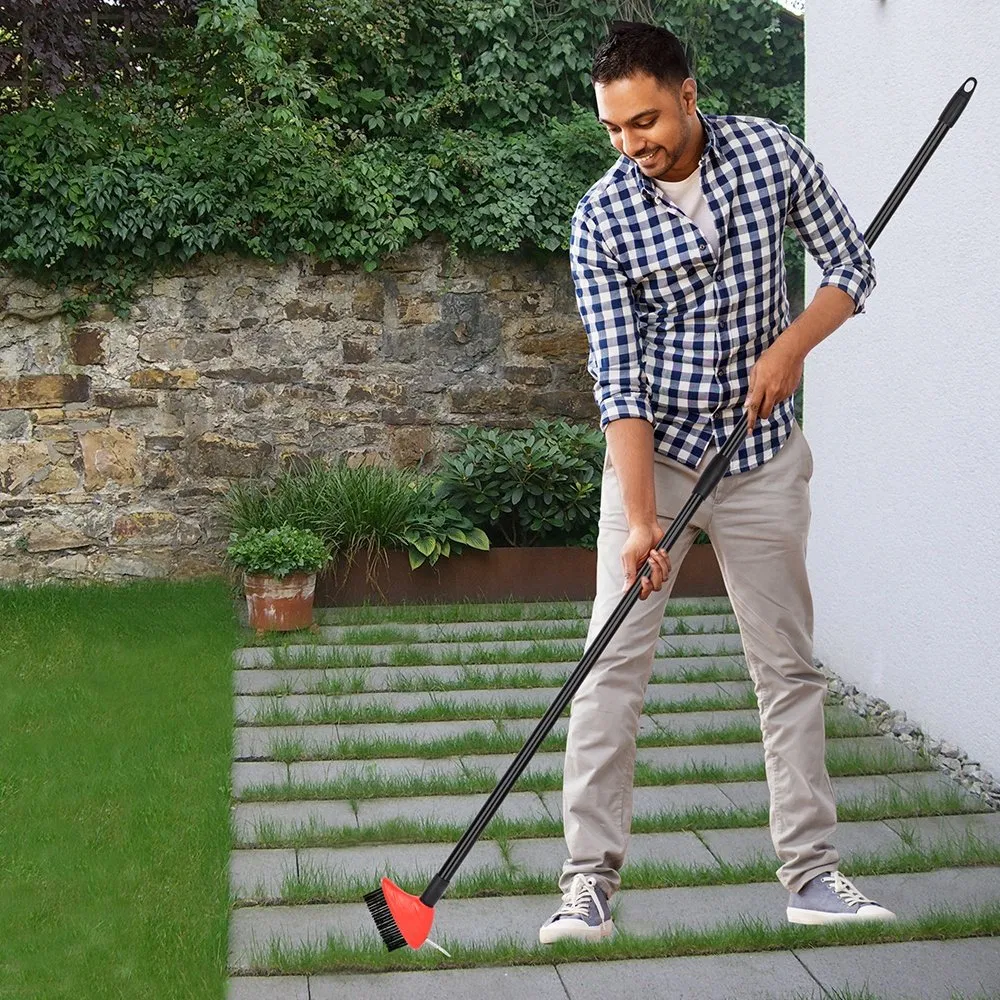 Multifunctional 3-in-1 Telescopic Adjustable Length Garden Floor Weed Cleaning Brush with Steel Spike