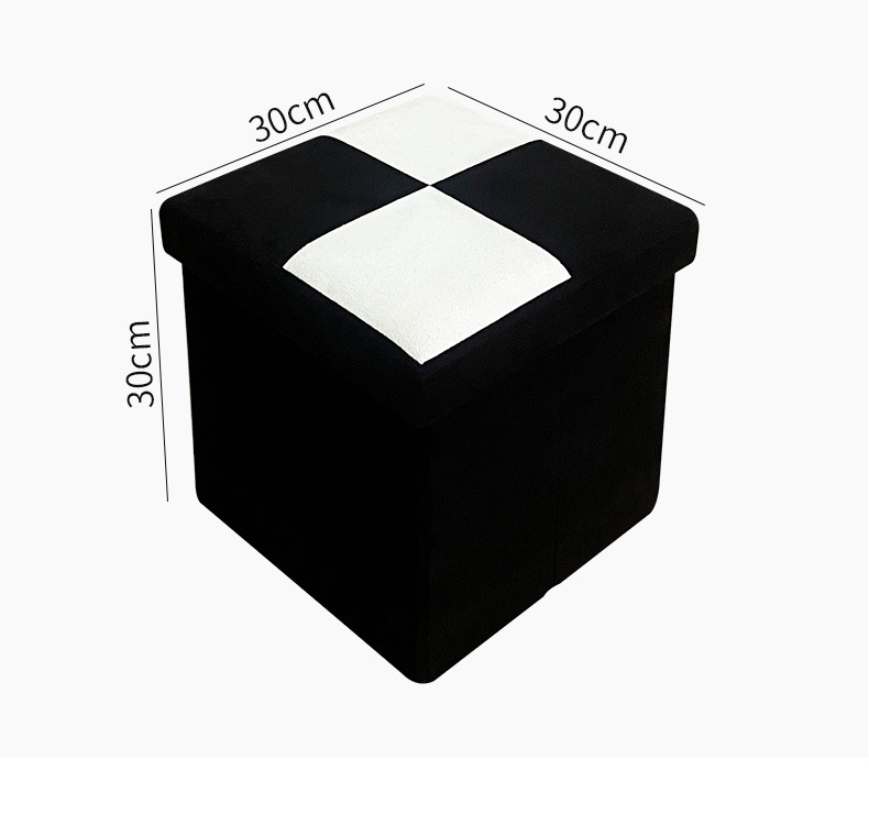 Best-Selling Checkered Velour Storage Stool Multifunctional Square Foldable Home Storage Bench