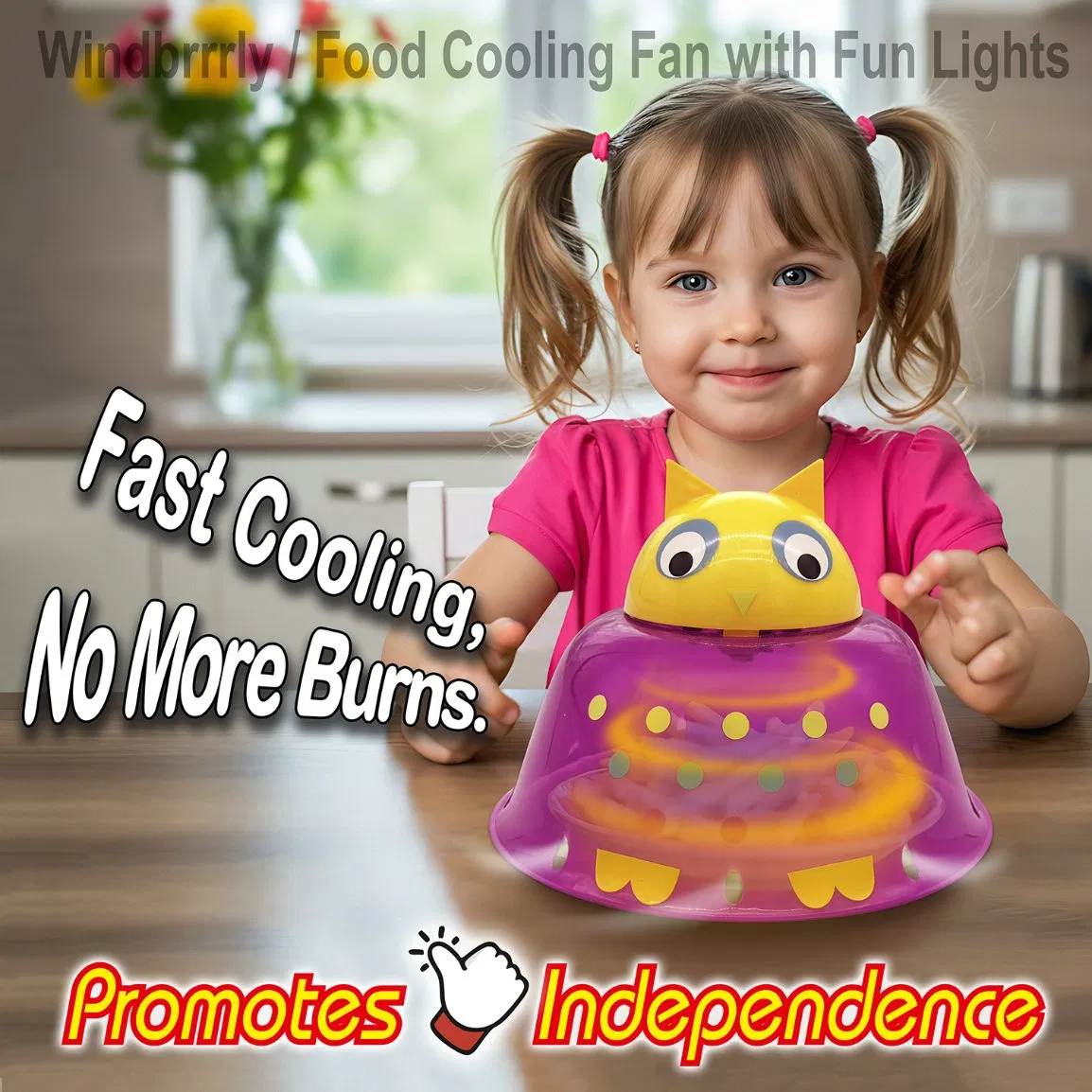 Windbrrrrly Food Cooling Fan with Fun Lights for Kids
