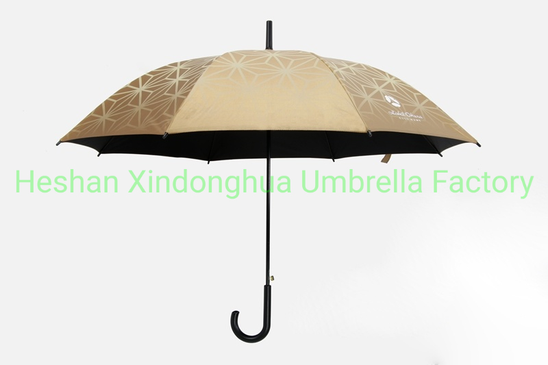 Luxurious Premium Gift Stick Straight Rain Umbrellas with UV Golden Fabric (SU-0023BFG)