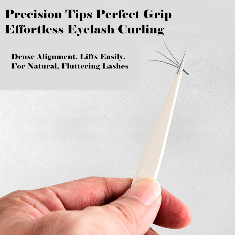 Professional High Precision Milky White Straight Curved Tips Lash Eyelash Extension Tweezers