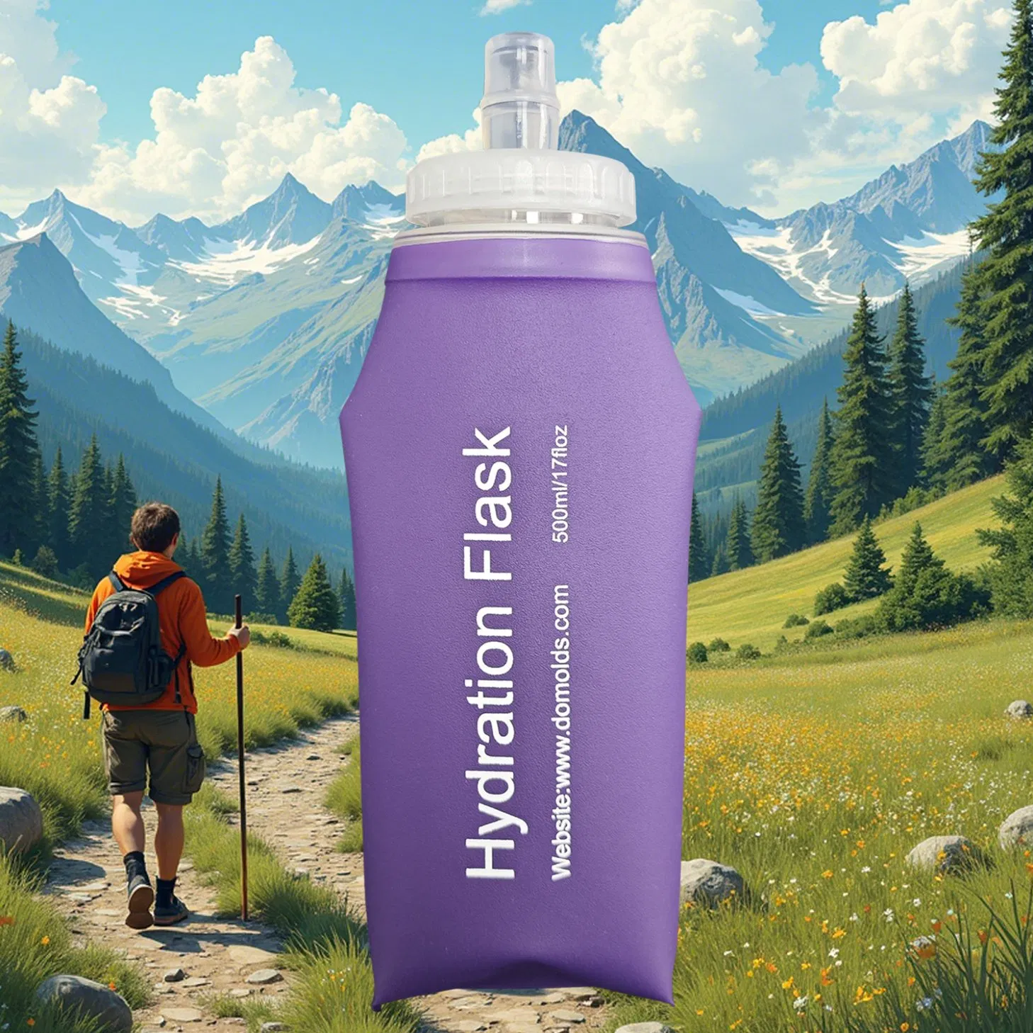 Складная бутылка для бега Purple, 500 мл, BPA-Free