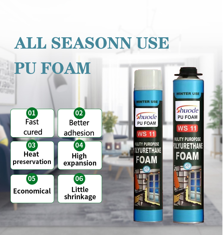 750ml Winter Use Spray Polyurethane Fireproof Extinguisher PU Foam Doors Windows Frame