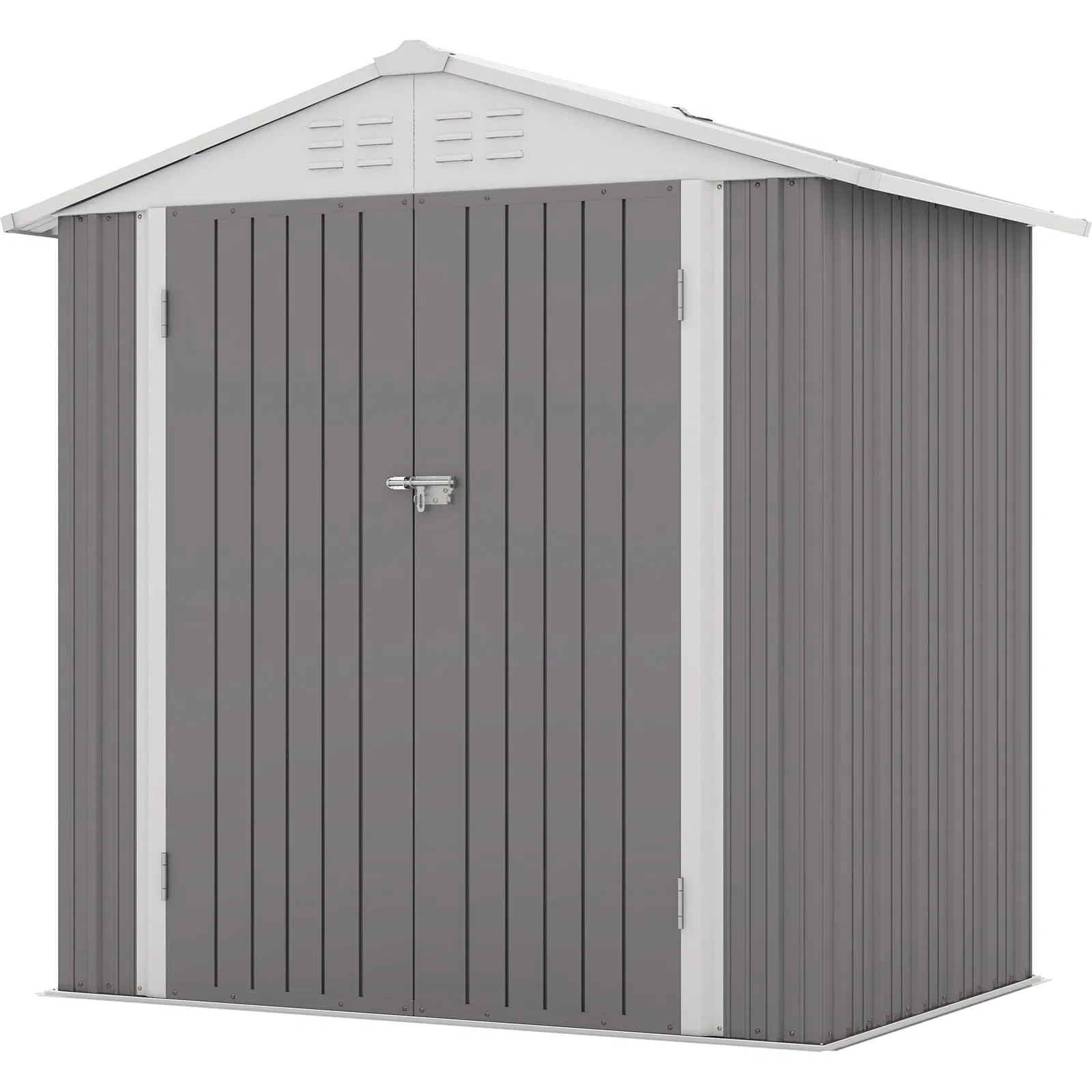 6X4 FT Garden Tool Storage Shed with Sloping Roof, Double Lockable Door
