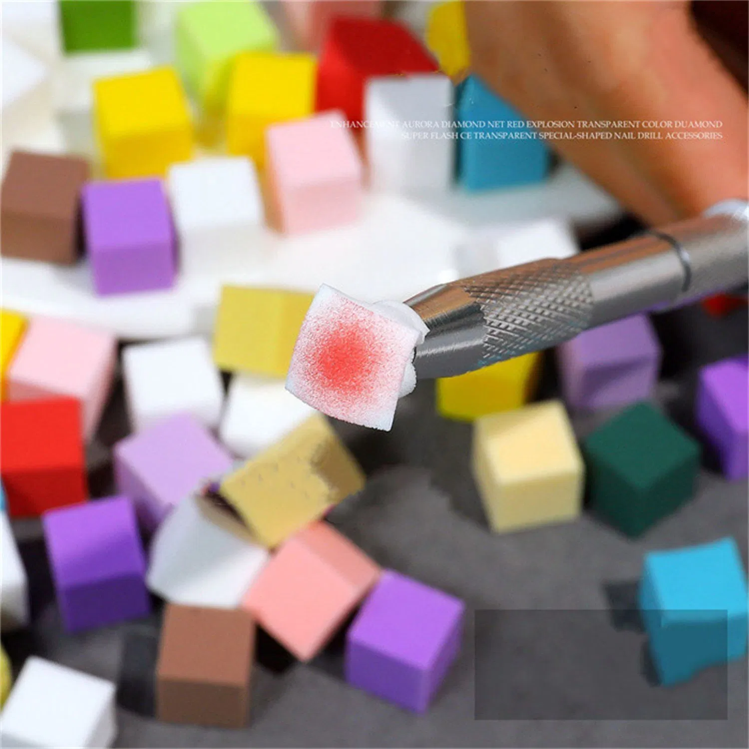 Nail Art 1cm Mini Beancurd Blocks Pat Glue Sponge Gradient Smudged Blush Small Square Nail Buffer Grab Pen Tool Set